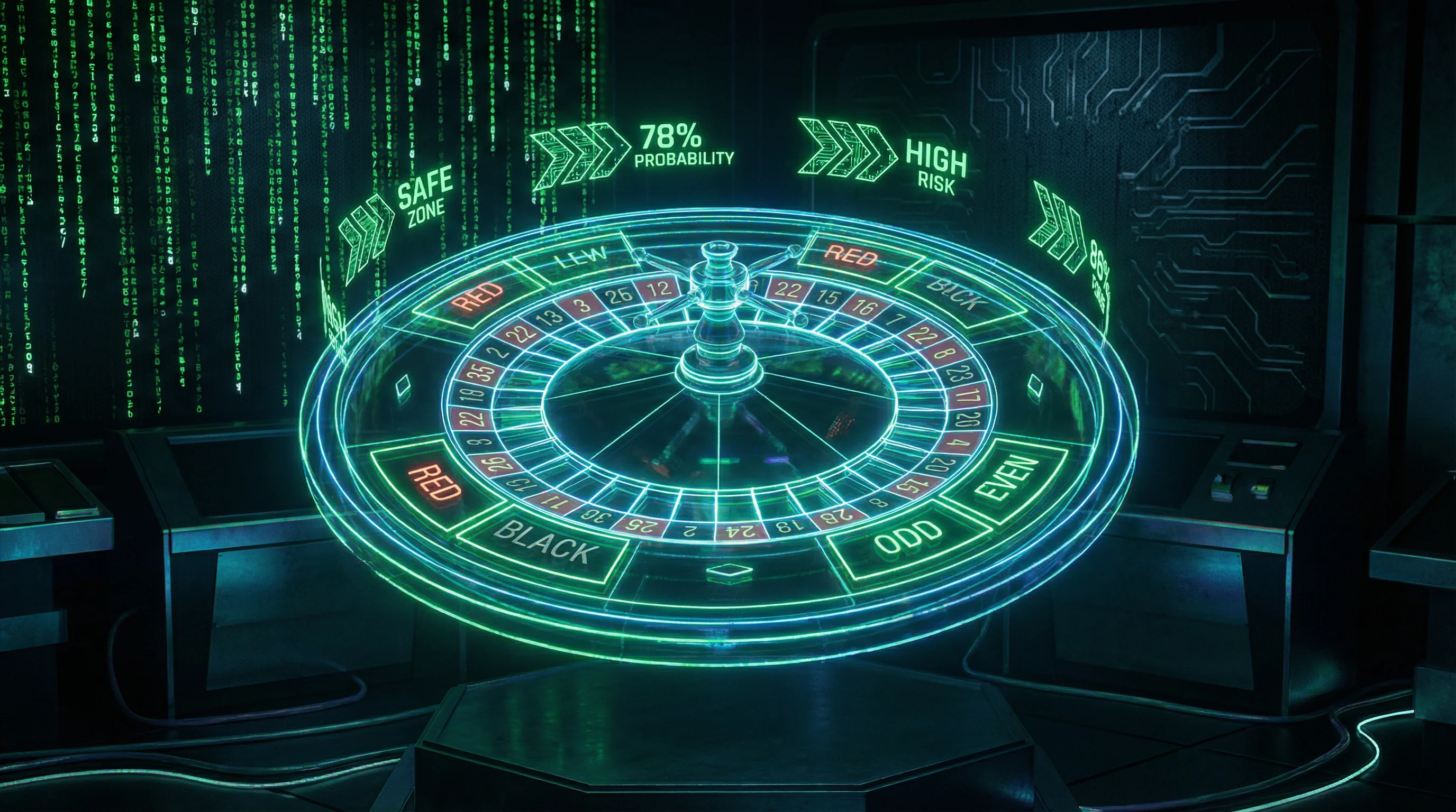 Diagrama de estratégia de roleta mostrando zonas de apostas e probabilidades